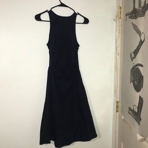 Dark blue eShakti with scalloped front peek-a-boo